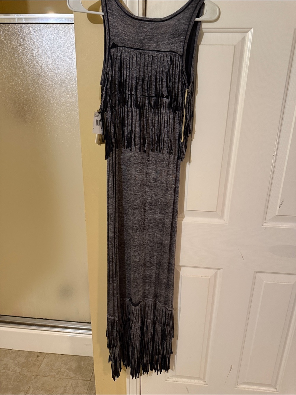 Kensie Grey Fringe Maxi Dress - Picture 3 of 3